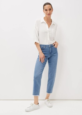 Phase Eight Petra Raw Hem Straight Leg Jeans Blue Australia | JT7653048